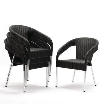 Bolero polyrotan indoor/outdoor stoelen houtskool (4 stuks), Verzenden, Nieuw in verpakking