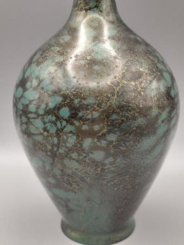 Vaas - Brons - Japan - Turkoois-groene patina (Zonder