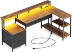 Bureau - Computertafel - Hoekbureau - 163x88 cm - Bruin - Ro, Huis en Inrichting, Verzenden, Zo goed als nieuw