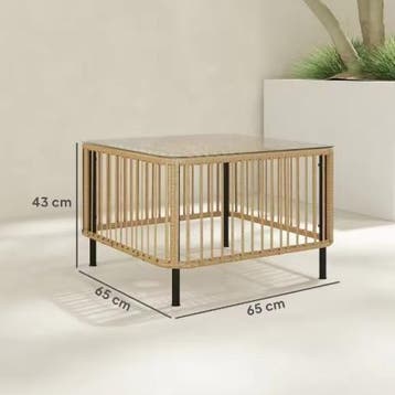 Rotan Terrastafel met Glazen Blad – Vierkant Weerbestendig, Verzenden, Nieuw