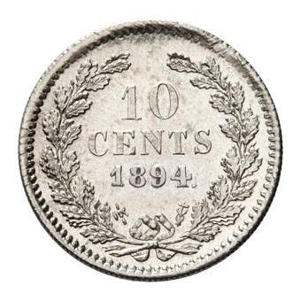 Nederlandse zilveren 10 cent Wilhelmina, Postzegels en Munten, Munten | Nederland, Koning Willem III, Verzenden, Zilver, 10 cent