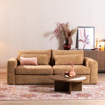 50% Korting: 3-zitsbank Kyle chenille okergeel, Ophalen, Zo goed als nieuw, Retro