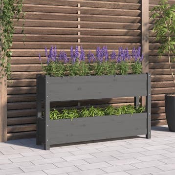 vidaXL Plantenbak 112x25x66 cm massief grenenhout grijs, 100 cm of meer, Verzenden, Nieuw, 60 cm of meer
