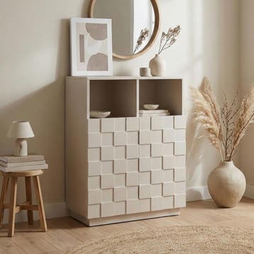 Commode Bopibobro 86x64x36 cm beige [en.casa], Verzenden, Nieuw