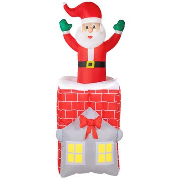 Opblaasbare Kerstdecoratie, Kerstman In Schoorsteen, LEDs, B, Verzenden, Nieuw