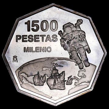 Spanje. 1500 Pesetas 1999 Milenio Proof (Zonder