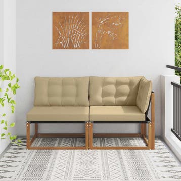 vidaXL 7 st Outdoor Midden- en Hoeksalon Massief Acaciahout, Tuin en Terras, Verzenden, Nieuw, 7 zitplaatsen