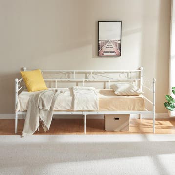 Eenpersoons slaapbank of 3-zitsbank 200x90 cm metaal wit, Verzenden, Nieuw
