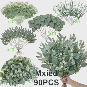 Kunstmatige Eucalyptus Takken & Bladeren Mix (50/90 Stuks) -, Huis en Inrichting, Verzenden, Nieuw