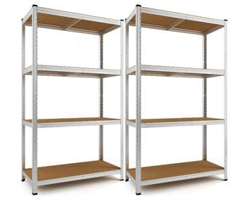 Stellingkast 4 Planken Set van 2 Metaal max 280kg (Meubelen), Huis en Inrichting, Verzenden