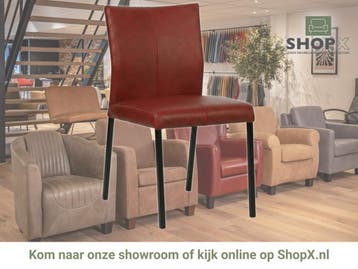 Leren eetkamerstoel Basic - Granada Rouge (rood) - Poten, Nieuw, Leer, Ophalen of Verzenden, Rood