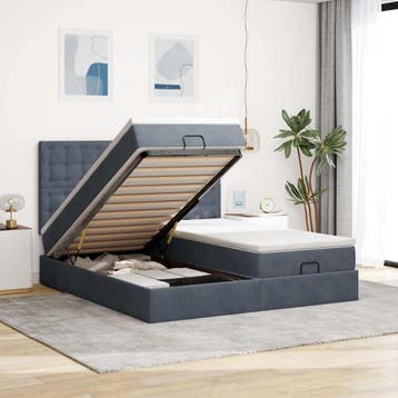 vidaXL Ottoman bed met matrassen 180x200cm fluweel, Eenpersoons, Verzenden, Nieuw, 80 cm
