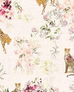 Poplin Katoen Panter & Bloem Ecru, Nieuw, Overige kleuren