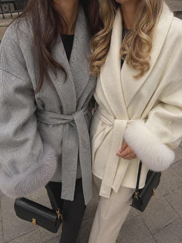 Luxe Dames Woljas met Bontkraag en Riem - Kort & Elegant, Verzenden, Nieuw