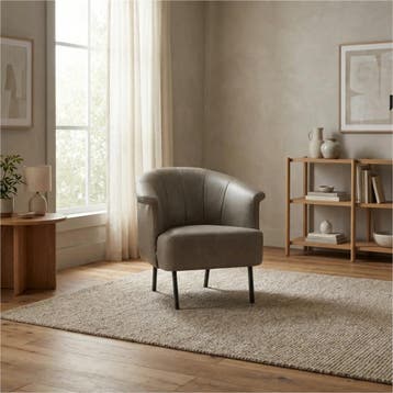 Leren fauteuil Embrace - Vintage Stone (grijs), Huis en Inrichting, Eigentijds, Klassiek, Modern, Romantisch, Nieuw, Ophalen of Verzenden