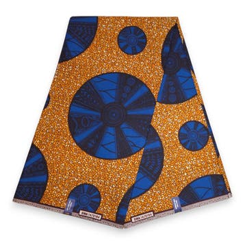Afrikaanse wax print stof - Oranje Blauw Tribal Shield - 100, Ophalen of Verzenden, Nieuw