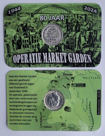 Nederland. Wilhelmina. Coincard Operatie Market Garden 80