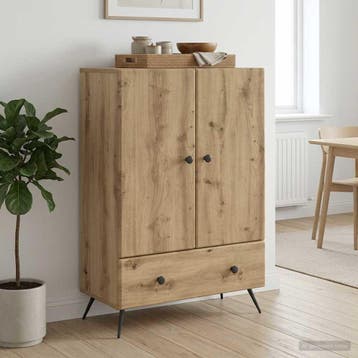 vidaXL Dressoir Artisanaal eiken 66 x 34,5 x 95 cm Bewerkt, Verzenden, Nieuw, Overige houtsoorten, Minder dan 50 cm
