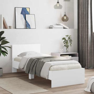 vidaXL Bedframe met hoofdbord Wit 80 x 200 cm Bewerkt hout, Eenpersoons, Verzenden, Wit, Nieuw