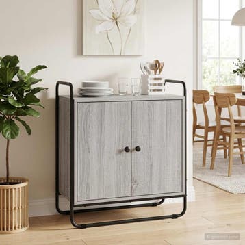 vidaXL Dressoir Grijs Sonoma 68 x 35 x 75 cm Bewerkt hout, Huis en Inrichting, Kasten | Dressoirs, Verzenden, Nieuw, Overige houtsoorten