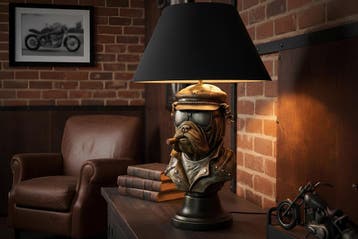 Tafellamp BULLDOG 55 cm brons met zwarte kap - 48005, Ophalen of Verzenden, Nieuw