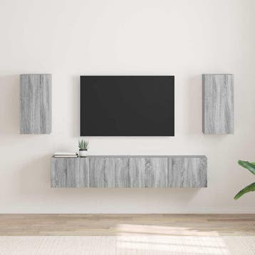 vidaXL TV Wandkast 2 st Grijs Sonoma Bewerkt hout, Huis en Inrichting, Kasten | Televisiemeubels, Minder dan 50 cm, Verzenden
