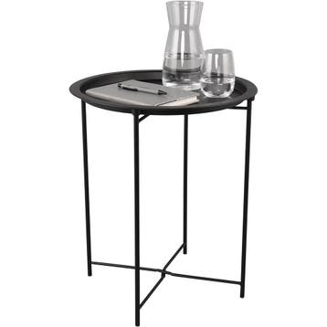 Bijzettafel - Livion Oliva - 43cm - Rond - Zwart - Metaal, Ophalen of Verzenden, Nieuw, Metaal