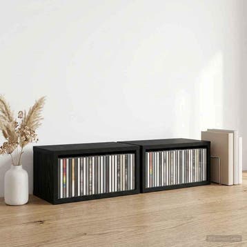 vidaXL CD Opslag Rek 2 st Zwart eiken 40 x 17 x 17 cm, Verzenden, Nieuw