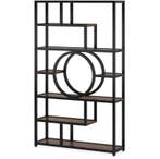 Industriële Stellingkast – Zwart Metaal en Bruin Hout Kast, Verzenden, Nieuw