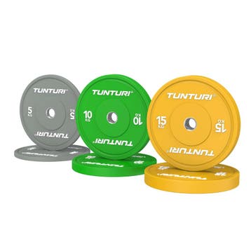 Tunturi Platinum Bumper Plate Color, 60kg, set, Verzenden, Nieuw