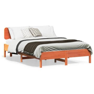 vidaXL Bed met matras massief grenenhout wasbruin 140x190 cm, Huis en Inrichting, Slaapkamer | Bedden, Bruin, Verzenden, Hout