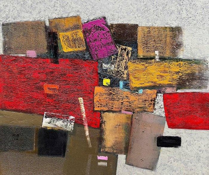 Hoang A (1984) - Structure 120 140 cm, Antiek en Kunst, Kunst | Schilderijen | Modern