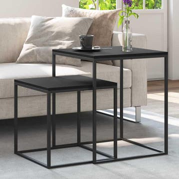 vidaXL Salontafelset 2 st bewerkt hout en metaal, Minder dan 50 cm, Verzenden, Nieuw, Minder dan 50 cm