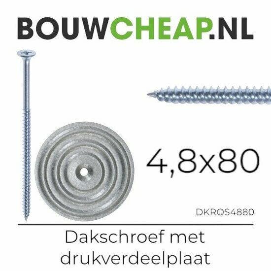 Dakschroeven 4.8x80mm in combinatie met drukverdeelplaat ..., Doe-het-zelf en Verbouw, IJzerwaren en Bevestigingsmiddelen, Verzenden