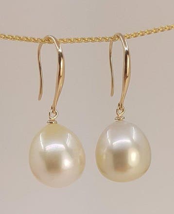 Oorbellen - 14 karaat Geel goud - 11×12 mm Zuidzeeparels, Nieuw