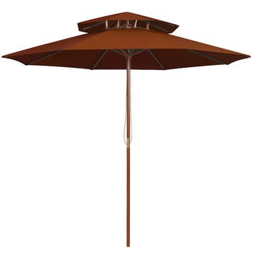 vidaXL Parasol dubbeldekker met houten paal 270 cm, Verzenden, Nieuw, Minder dan 1 meter