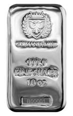 10 oz Zilveren Cast Bar, Germania Mint, Verzenden, Zilver