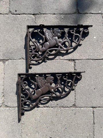 Decoratief ornament (2) - Set of 2 Cast Iron Angel Wall