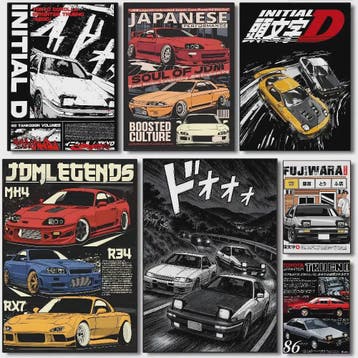 Initial D AE86 JDM Poster - Iconische Auto Kunst voor de Fan, Verzenden, Nieuw
