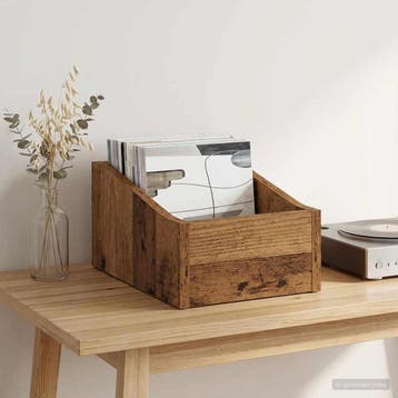 vidaXL LP Recorddoos Oud hout 23 x 33 x 16 cm Bewerkt hout, Verzenden, Nieuw
