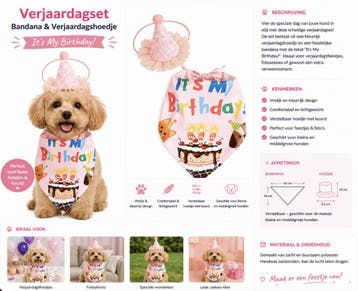 Honden Verjaardag Set – Bandana & Verjaardagshoedje – It, Ophalen of Verzenden, Nieuw