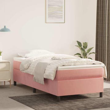 vidaXL Boxspring bed fluweel roze 100x200 cm, Huis en Inrichting, Slaapkamer | Bedden, 100 cm, Eenpersoons, Verzenden, Nieuw
