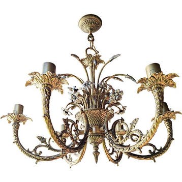 Plafondlamp - Araña - Bloemenmand - Brons, Nieuw