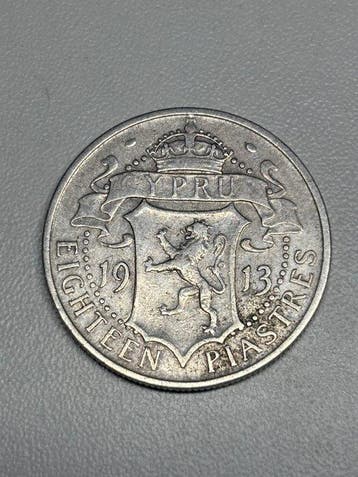 Cyprus. George V. 18 Piastres 1913 (Zonder minimumprijs)