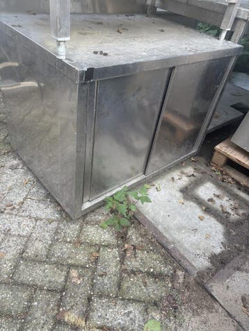 RVS Schuifdeurkast 100 x 70 x 82cm (B x D x H) Wordt schoong, Ophalen of Verzenden, Gebruikt