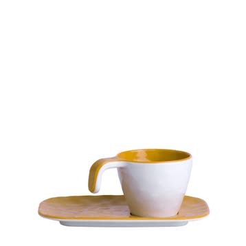 Scheepsservies Summer Espresso Kop en Schotel Mustard - 6 St, Ophalen of Verzenden, Nieuw
