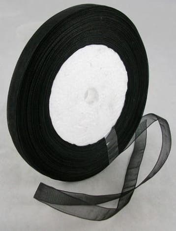 2 meter Organza lint 10mm breed per meter,  Zwart, Ophalen of Verzenden, Nieuw, Draad