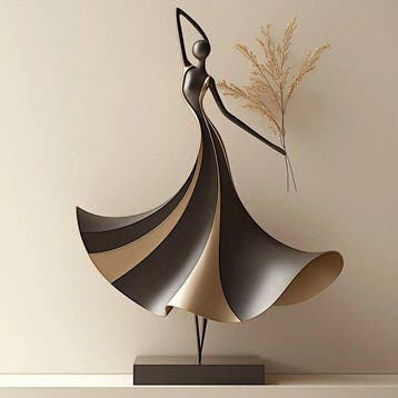 sculptuur, Abstract Ballerina Sculpture – Elegant Metal
