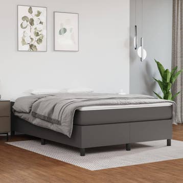 vidaXL Boxspring met matras kunstleer grijs 140x190 cm, Overige materialen, Verzenden, Grijs, Nieuw