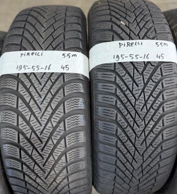 2x 195-55-16 Pirelli Winter 5.5mm €45 Per Band 195 55 16, Auto-onderdelen, Banden en Velgen, Ophalen, Gebruikt, 16 inch, Winterbanden